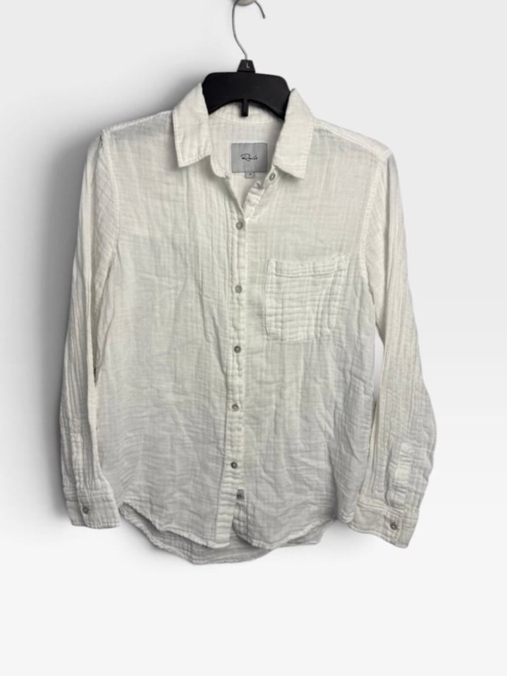 Rails Ellis white button down cotton gauze blouse pocket collar small preppy